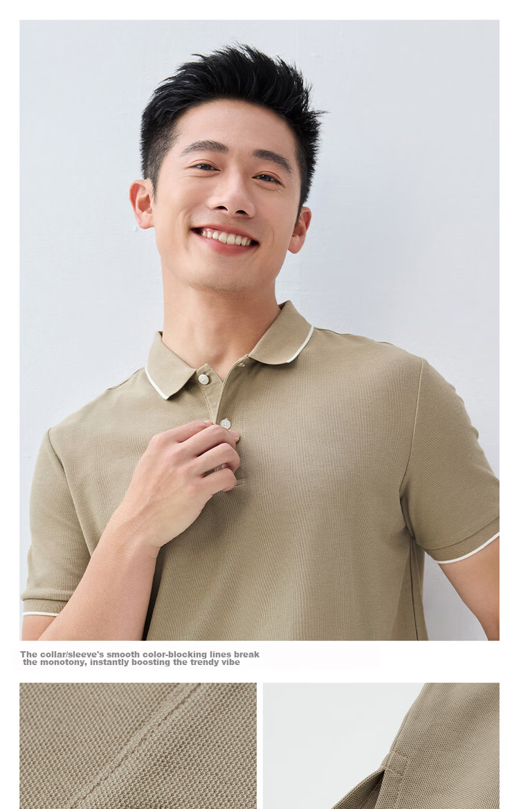 Giordano Men's Short Sleeve Polo Shirt New Pique Fabric Commuter Casual Colorblock Collar Top 01016425 7