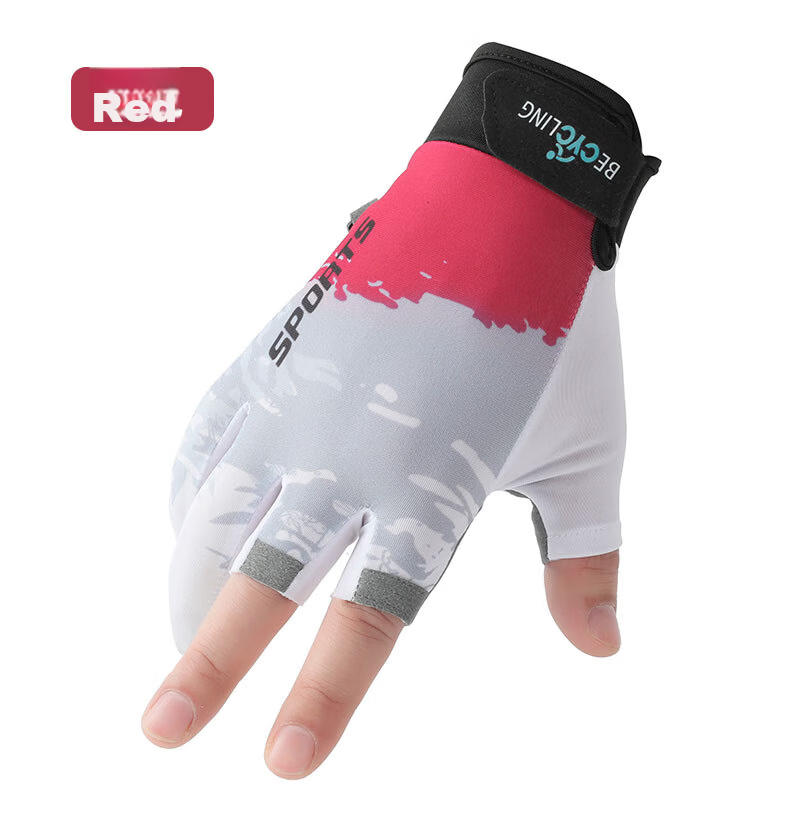 Jian Cai Summer Sun Protection Ice Silk Anti-Slip Thin Breathable Three-Finger Cycling Sports Fitness Fishing Lure Gloves for Men 10