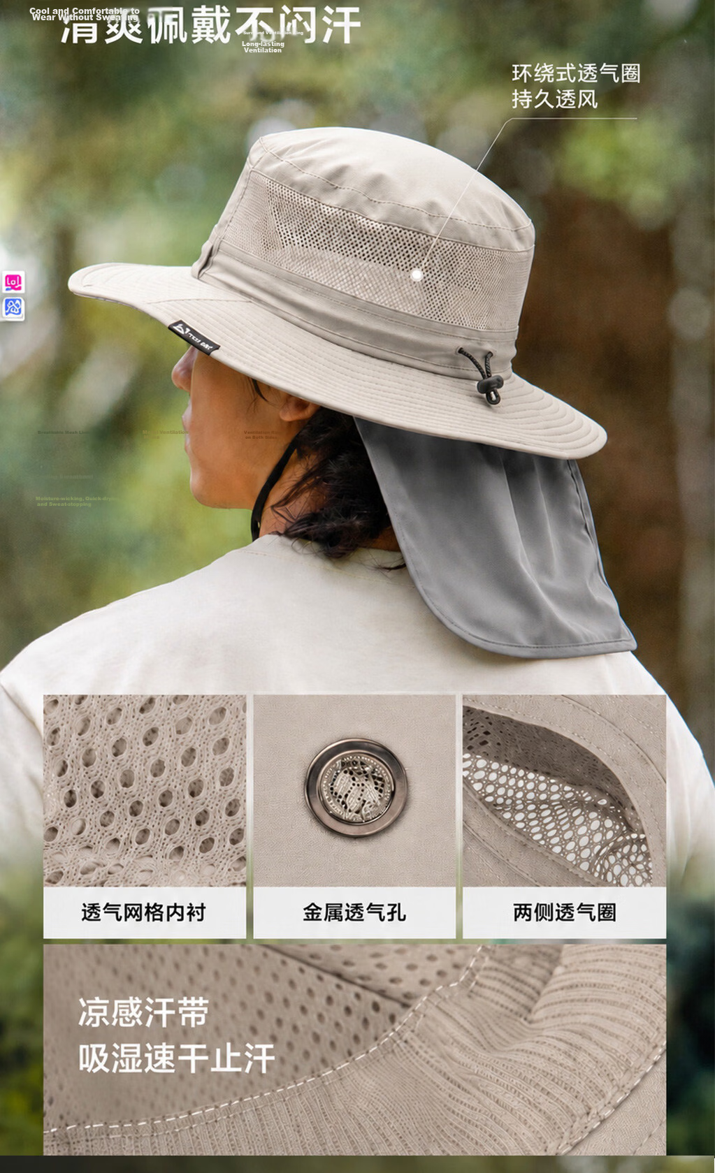 TOPEX Outdoor Lightweight Sun Protection Bucket Hat New Men's Mountaineering Hiking Fishing Hat Summer Breathable Foldable Sunshade Hat 6