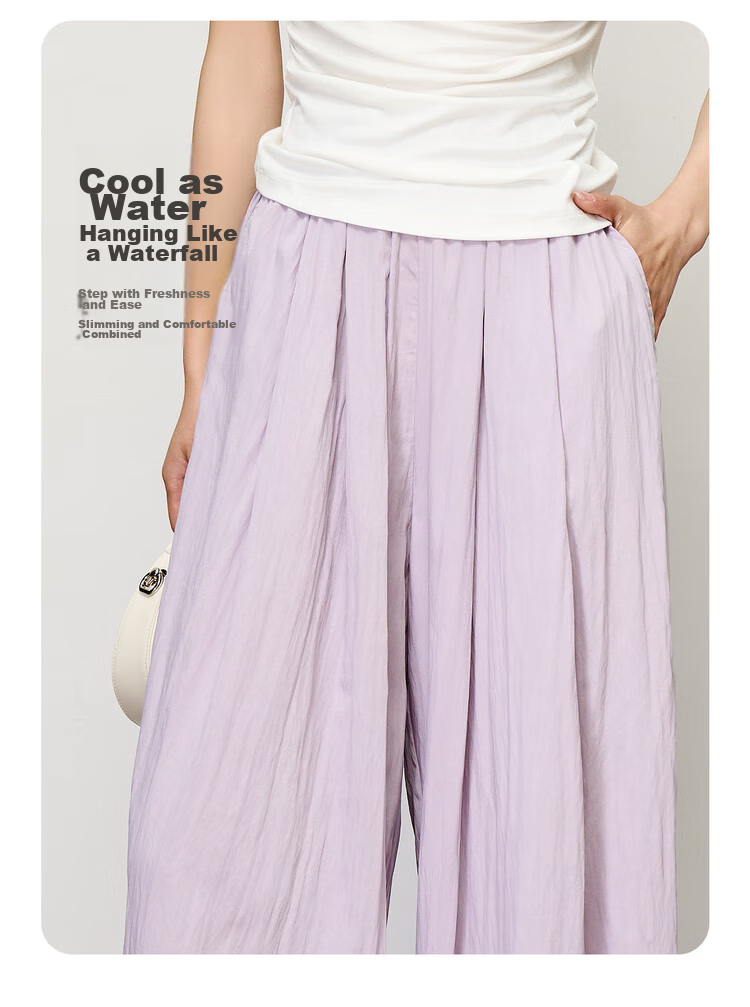 Olrain Women's Loose Wide-Leg Floor-Length Yamamoto Pants Summer High-Waist Slim Casual Pants Blue S 10