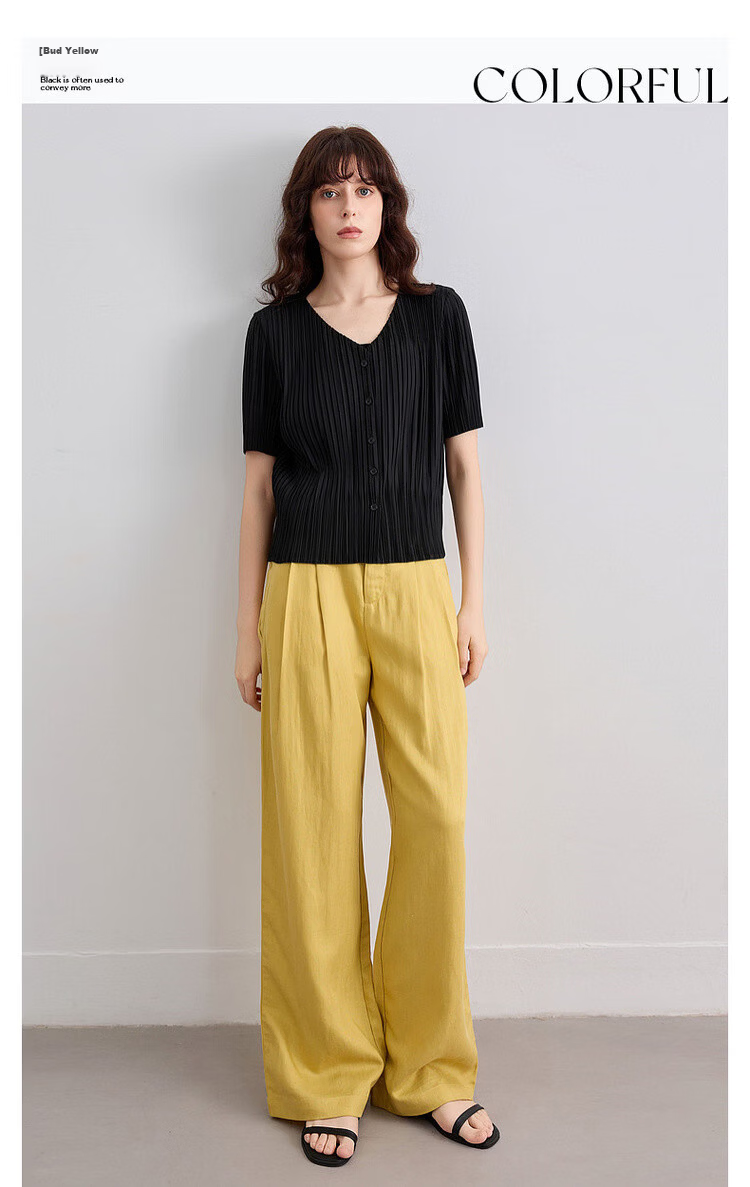 Demana [with Linen Lyocell] Summer Simple Commuter Draped Wide-Leg Pants Loose Slim Fit Versatile Women's Casual Trousers 3