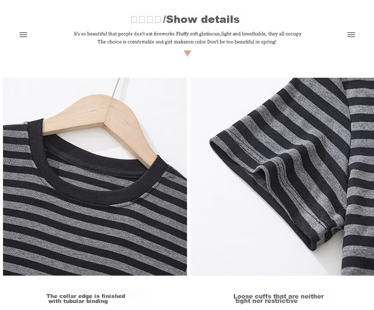 Yiershuang Women's Summer Base Layer T-Shirt, Lyocell Tencel Thin Striped Slimming Short Sleeve Top 9