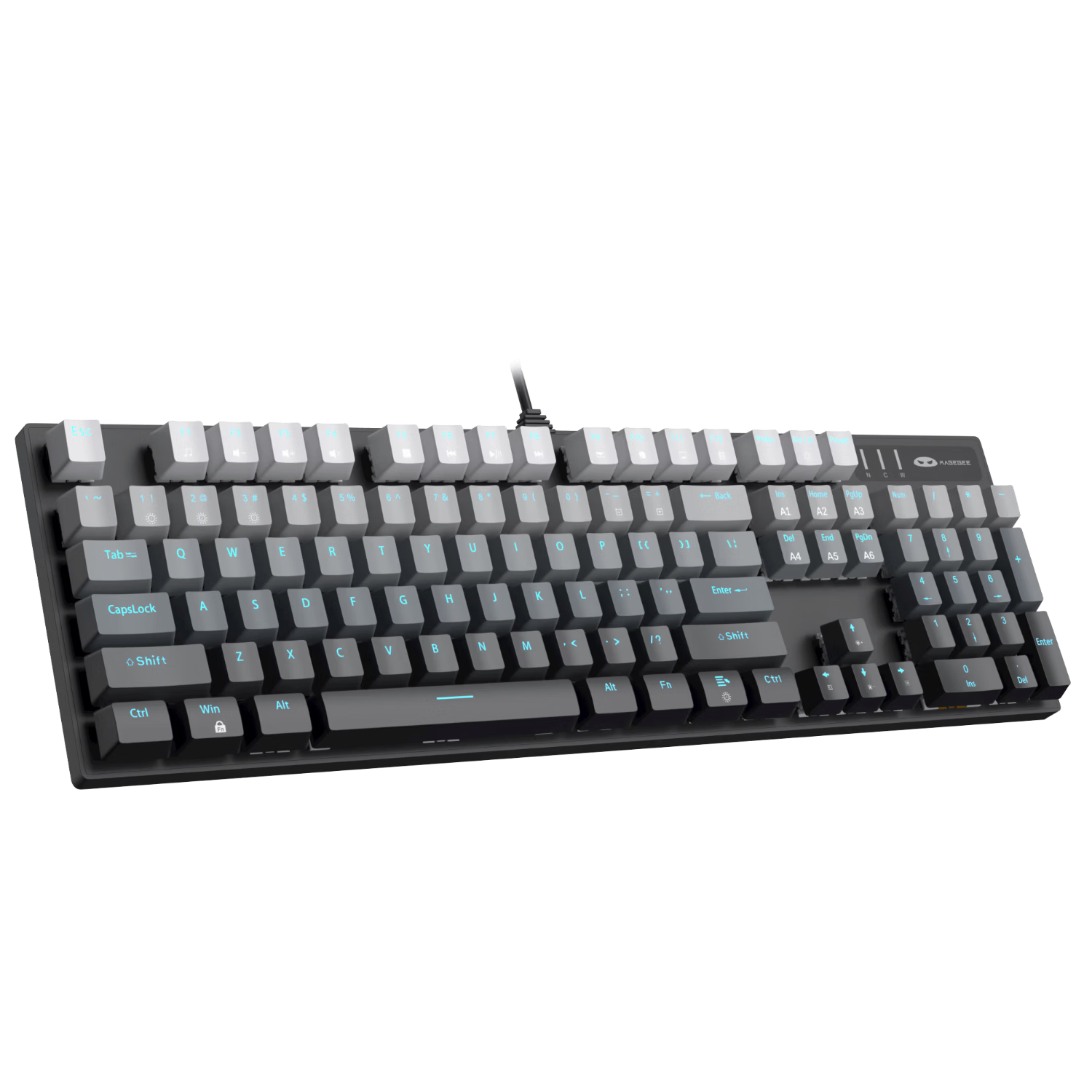 MageGee Mechanical Storm True Mechanical Keyboard 104 Keys RGB Backlight Gaming Wired Laptop Desktop Keyboard Gray Gradient Red Switch