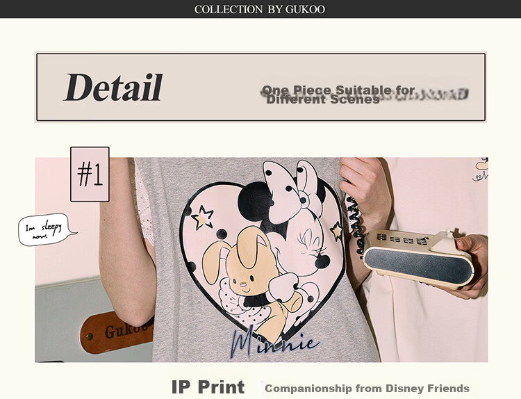 Gukoo Couples Pajamas Women's 2026 New Summer Disney Collaboration Cotton Pajamas Men's Homewear Light Gray S 4