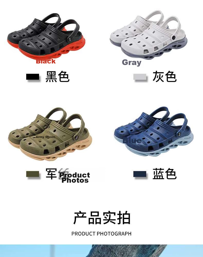 JEEP Men's Fashion Korean Style Hollow Breathable Simple Non-Slip Beach Shoes Soft Sole Sandals P210MTX058 Gray Size 42 10