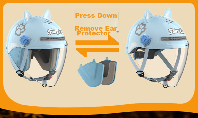 Yundianwei Kids Helmet 3C Certified New National Standard Electric Vehicle Cartoon Cute Tail Light Motorcycle Electric Bike Cute Baby Safety Helmet Boys Girls Half Helmet Four Seasons Garfield Pink Ca 6