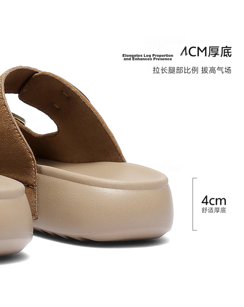 Senda Birkenstock Women's Summer 2026 New Mall Thick Sole Outdoor Sandals XYU01BT6 Beige Size 37 7