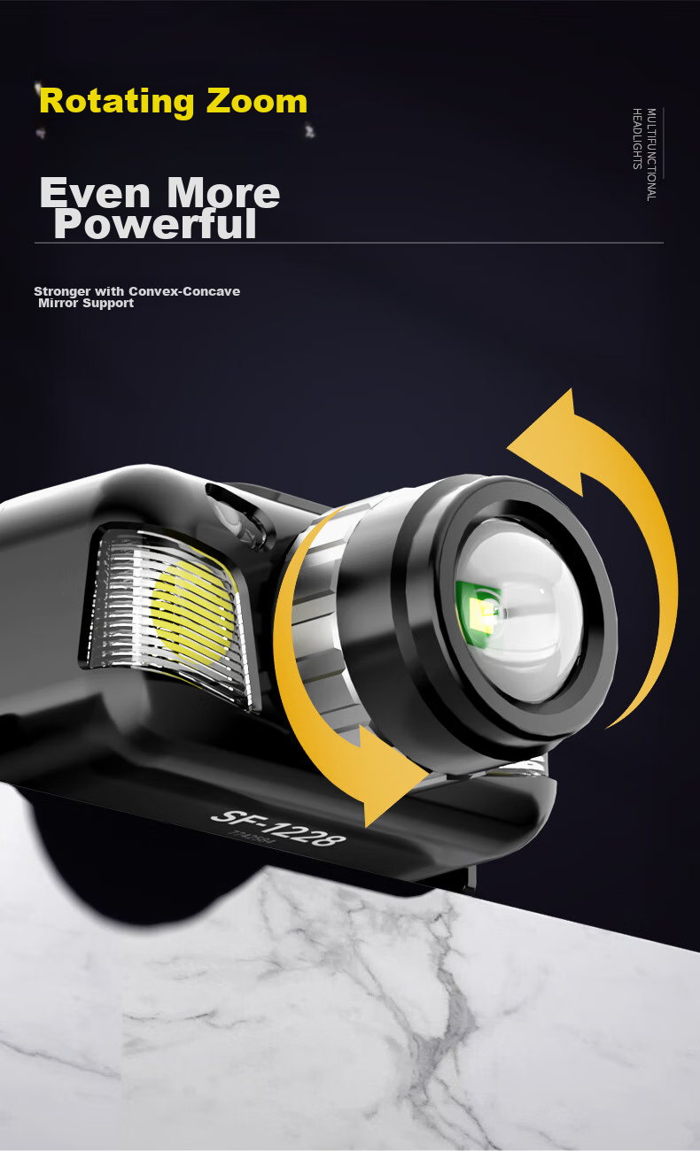 SkyFire Headlamp with High Brightness, Long Battery Life, Lithium Battery, Ultra-Bright, Waterproof, Motion-Sensing, Mining Light, Fishing, Military Flashlight Special 3