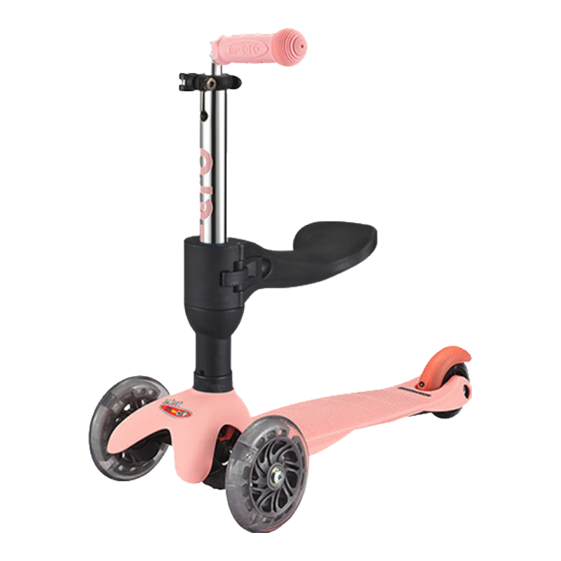 Micro Swiss Children's Scooter with Seat, Two-In Design for Ages 1.5-2 Kids' Ride-On Toy, Rose Pink + Seat