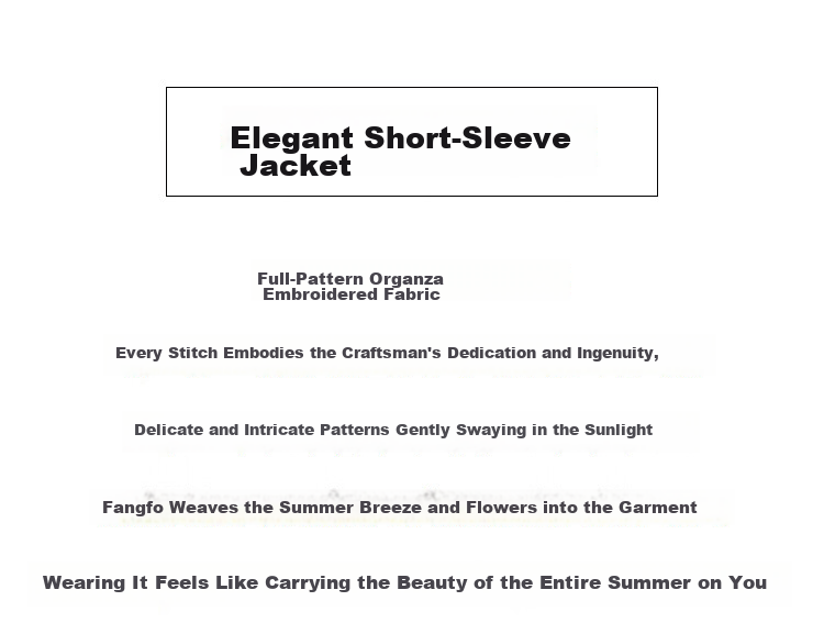 Baitu Women's Summer New Short Jacket V-Neck Chanel Style Organza Embroidered Fabric Top 2503T68 2