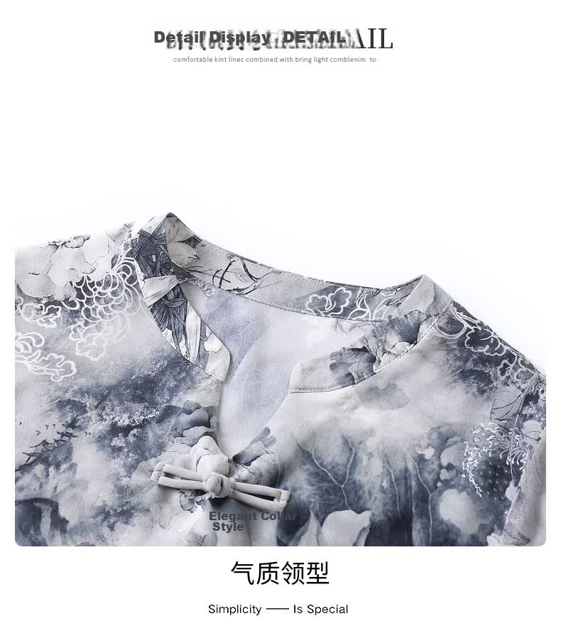 Qiufuluo Mom Summer Chinese Style Short Sleeve Loose Breathable Ice Silk T-Shirt for Women Age 50-80 18