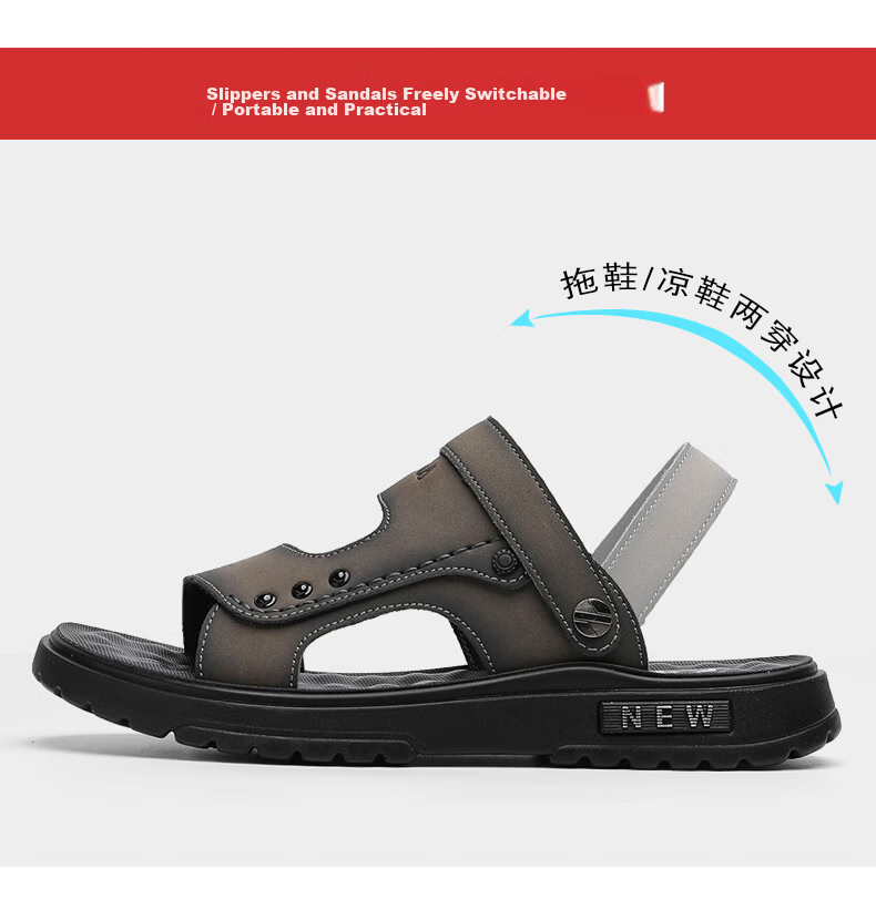 CARTELO Men's Sandals, Summer Breathable Outdoor Beach Shoes, Men's Hole Shoes, Soft-Soled Slippers for Men, 1228 Black, Size 42 4