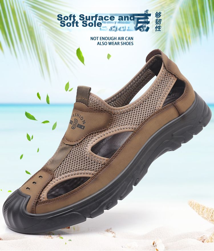 Jingzhenlianggong New Casual Sandals High-Quality Ultra-Soft Men's Breathable Sandals Wear-Resistant Non-Slip Dark Brown [Water-Resistant] Size 41 3