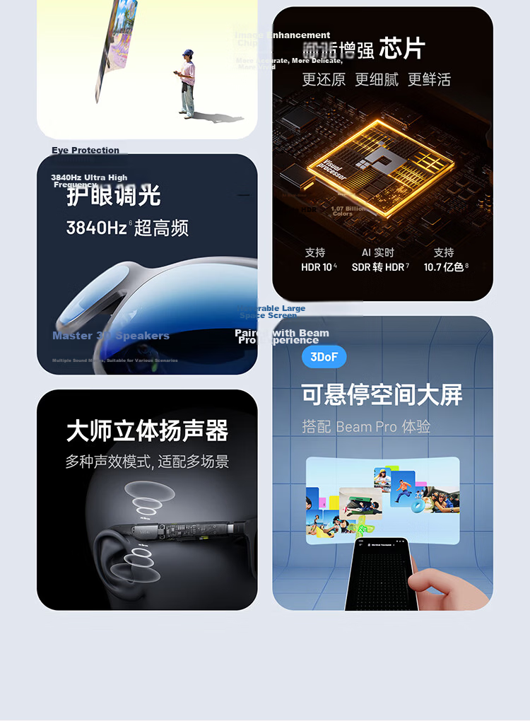 XREAL xbx a01 Smart AR Glasses【Global Launch】62g Ultra-Lightweight HDR10 Support 1600nits 50° FOV Movie & Gaming Non-AIVR Glasses 5