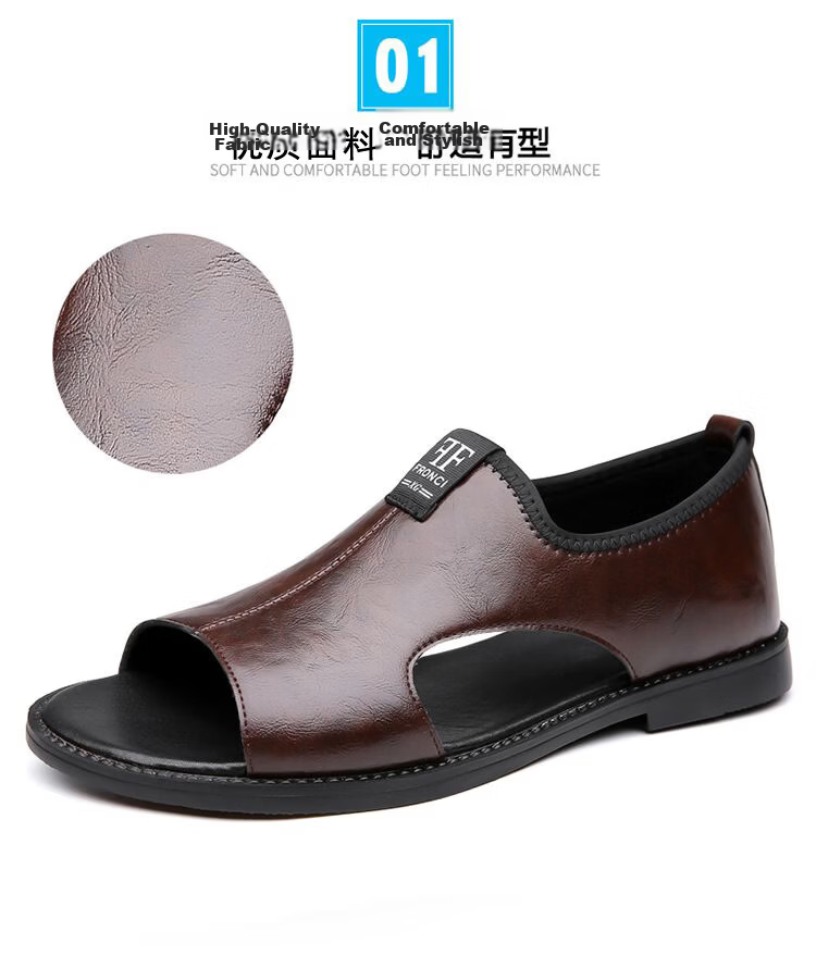 Jingzhenlianggong Men's Summer Sandals Dual-use Slippers Non-slip Soft Sole Beach Shoes Dark Brown [Glossy] Size 42 11