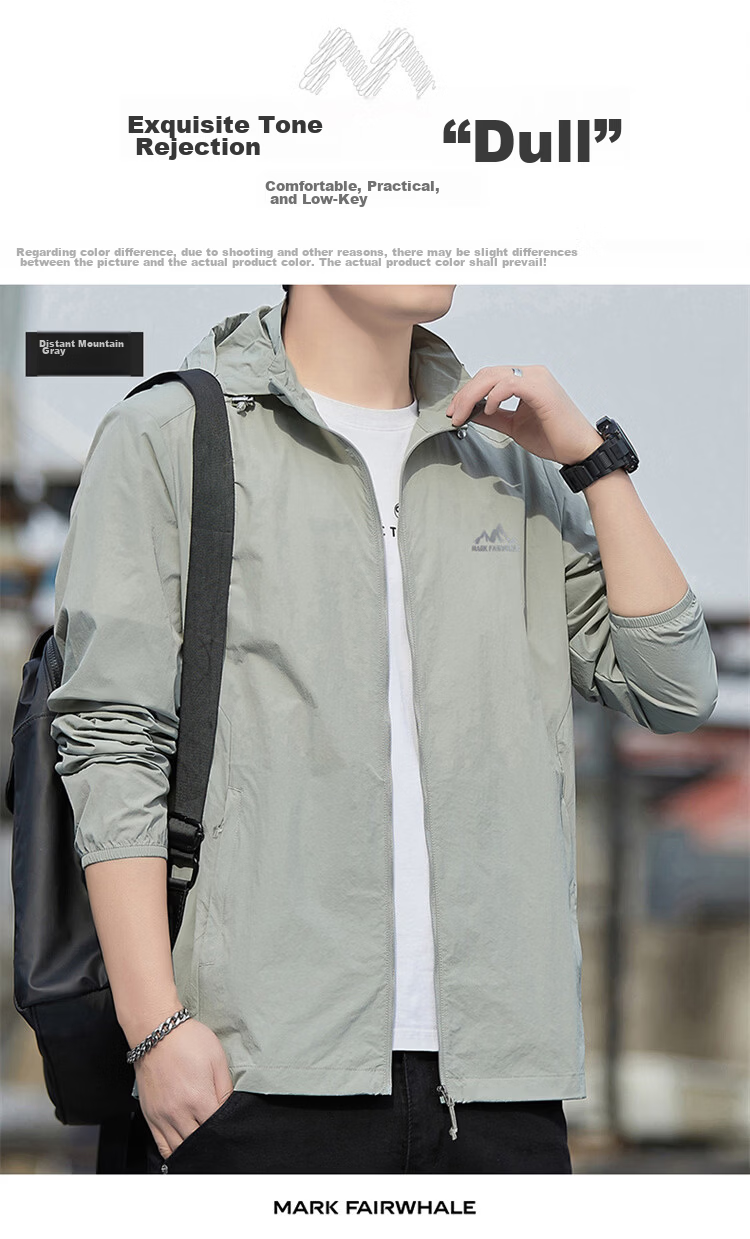 MARK FAIRWHALE Ice Silk Sun Protection Clothing for Men, Summer UV-Resistant UPF50+, Lightweight Outdoor Fishing Jacket for Me 15