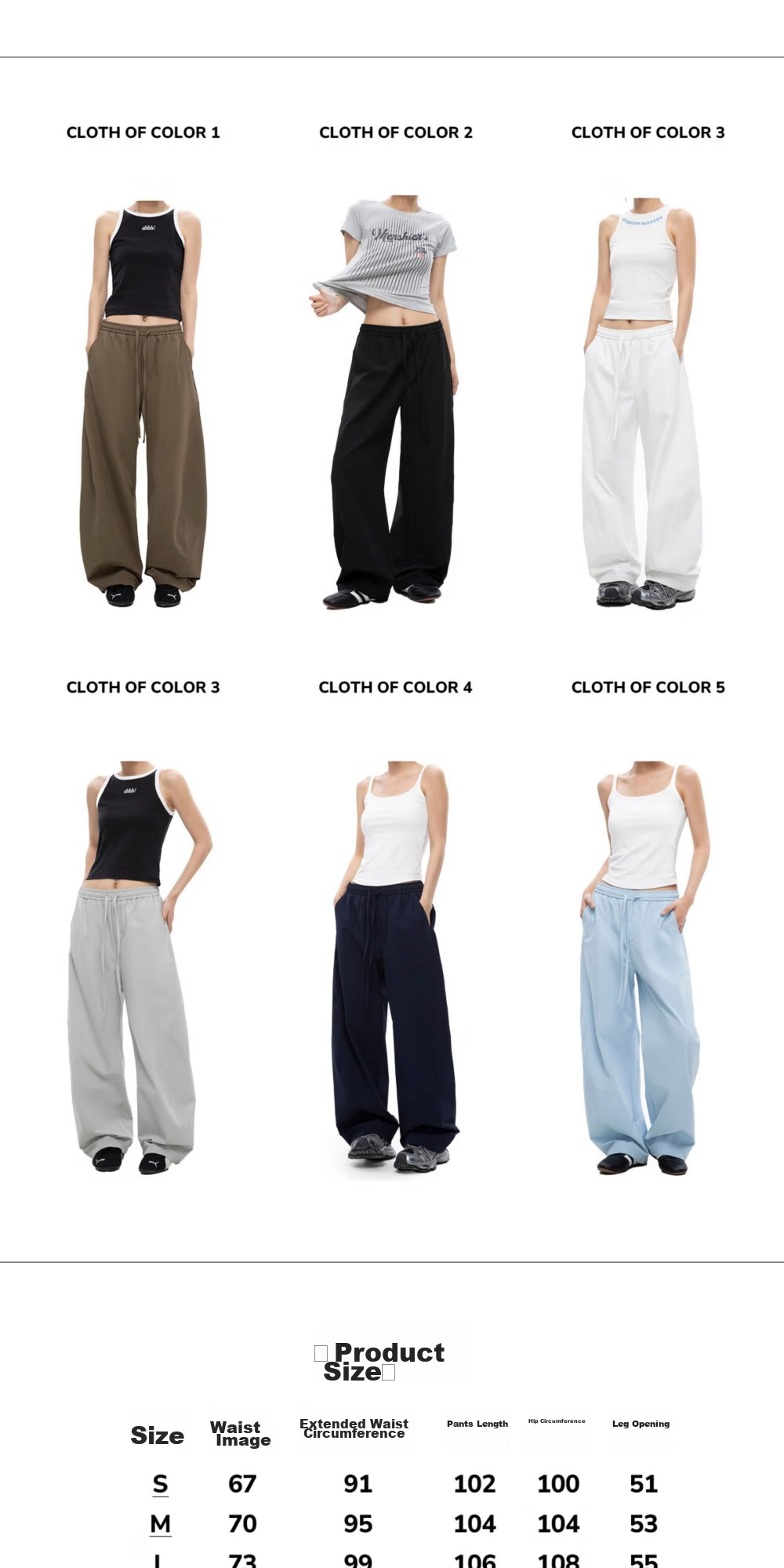 ICH MODE Women's American Style Straight White Pants Thin Loose Popular Cargo Sports Casual Pants White XL 3