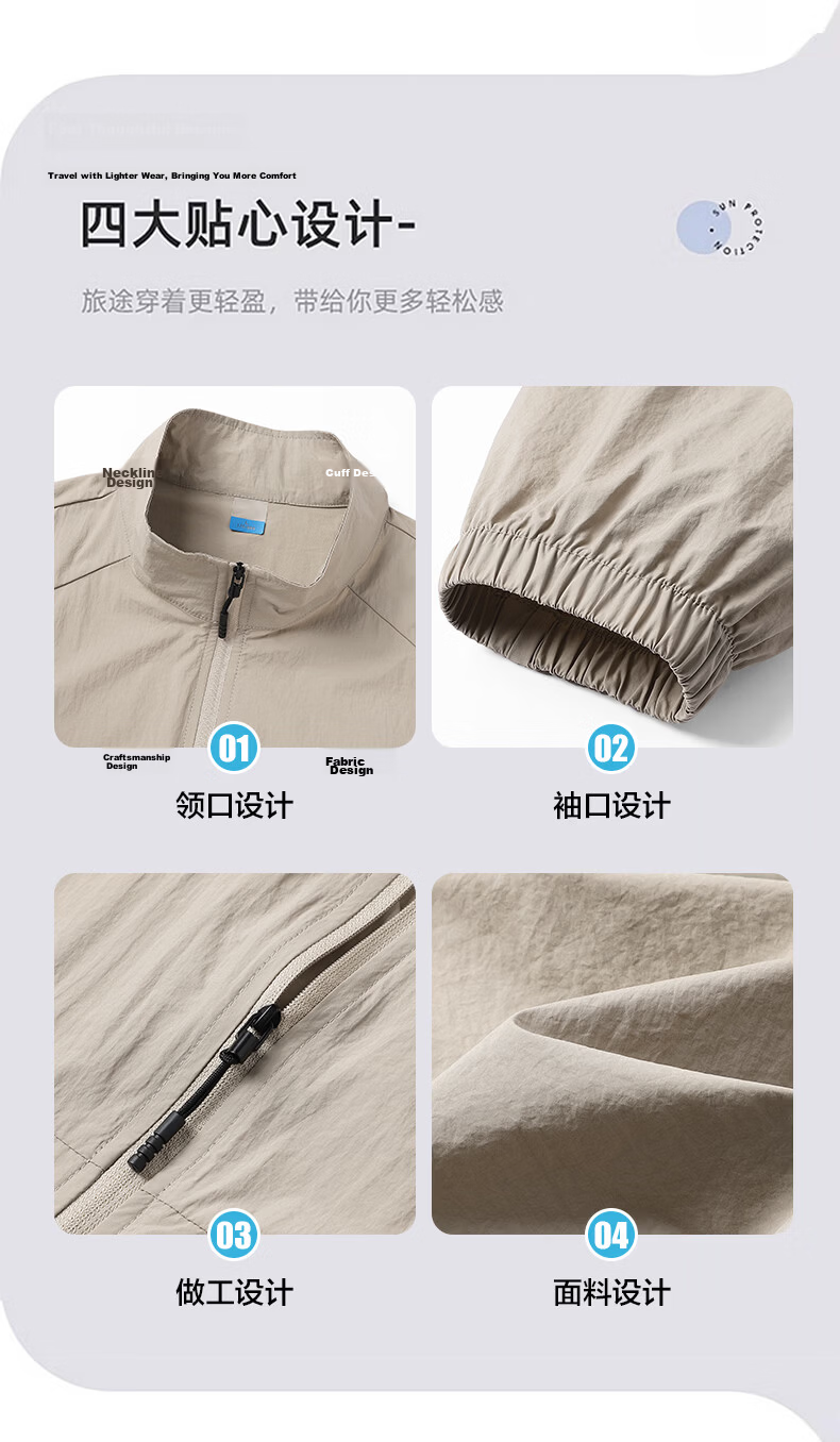 Jeanswest Men's Outdoor Sports Sun Protection Jacket Summer Long Sleeve UV Protection Lightweight Skin Jacket Father's Day Gift 7