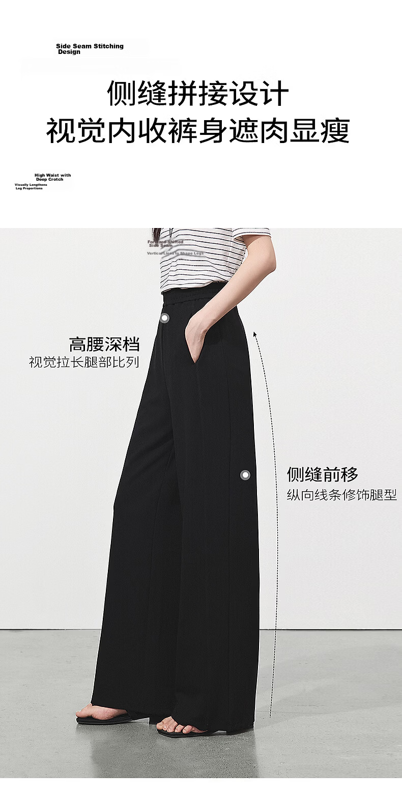 Yixiang Liying White Mask Pants Casual Women's Summer New Loose Draped Wide-Leg Straight Pants Gentle Black XL 12