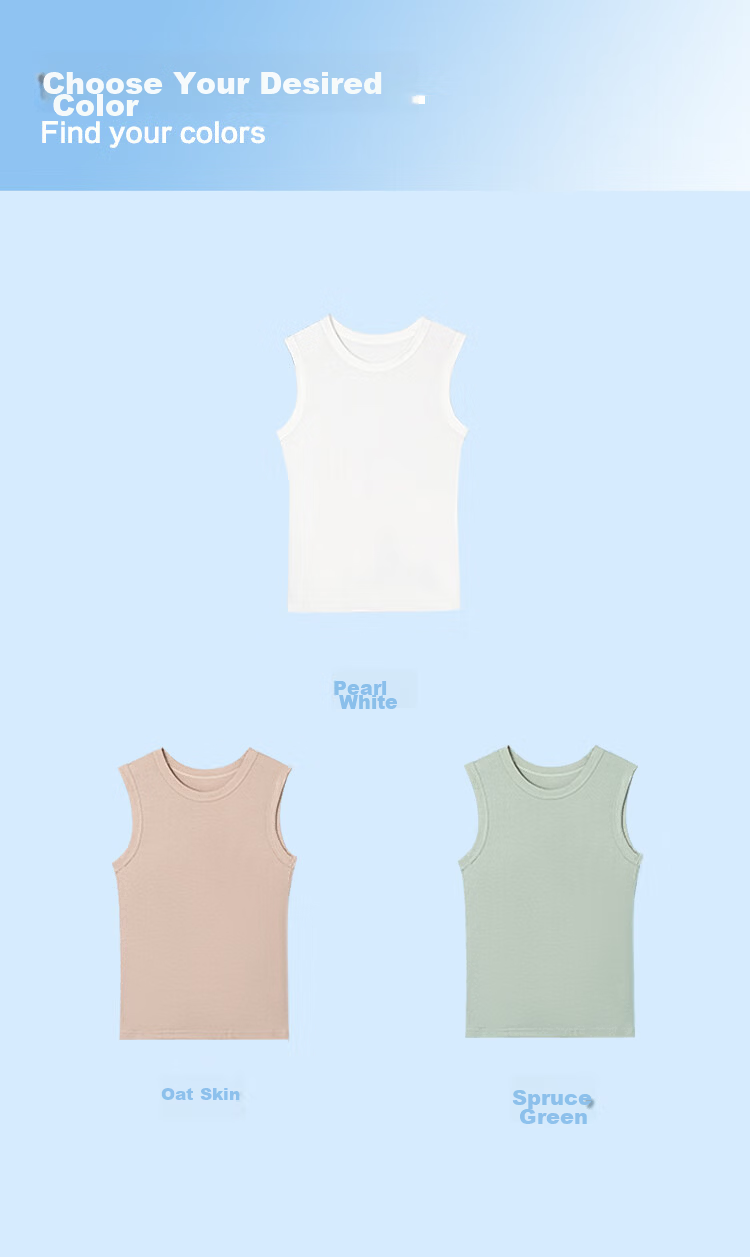 Hodo 10A Antibacterial Smooth Modal Vertical Stripe Slim Fit Versatile Round Neck Sleeveless Women's Base Layer Top 12