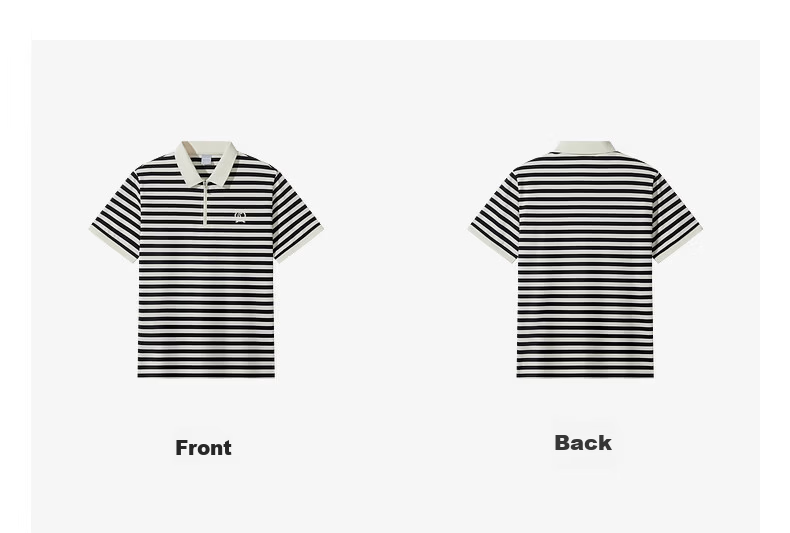 CABBEEN Mercerized Pique Striped Half-Zip Polo Shirt Men Classic Striped Summer 2026 Short Sleeve Breathable Polo Shirt 22