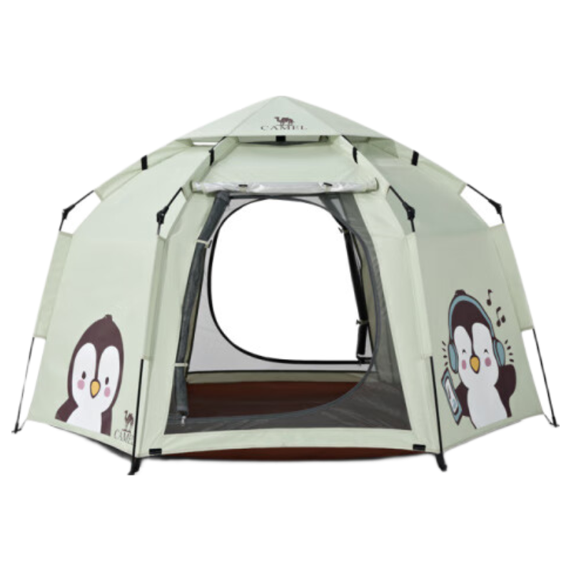 CAMEL Penguin Cute Portable Folding Automatic Tent Outdoor Camping Tent Gear Set Large Matcha Green