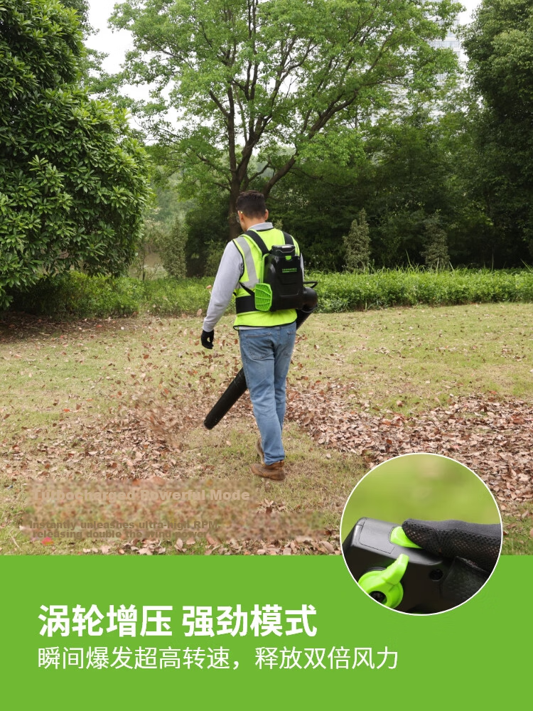 Greenworks 82V Backpack Blower Lithium Battery C12/B High Power Yard Leaf Blower Dust Removal Water Snow Blower BLB484-1 Bare Tool 7