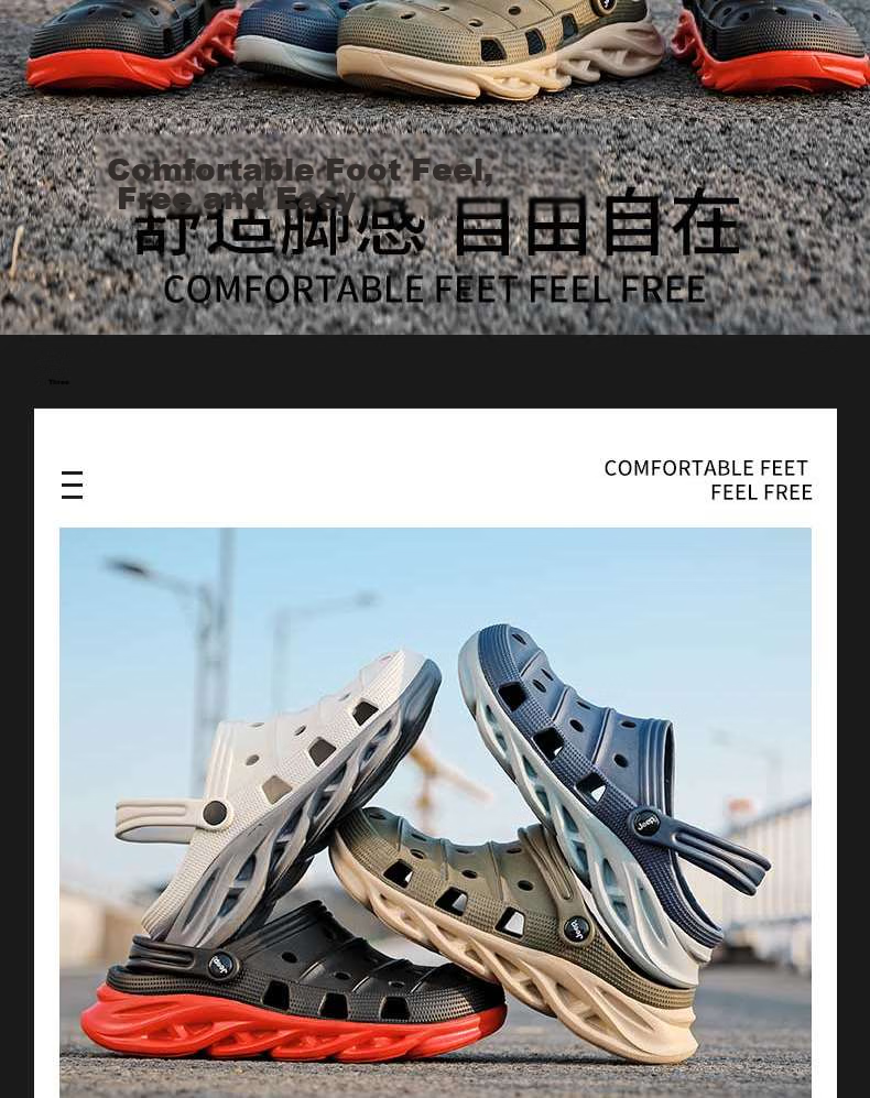 JEEP Men's Fashion Korean Style Hollow Breathable Simple Non-Slip Beach Shoes Soft Sole Sandals P210MTX058 Gray Size 42 8