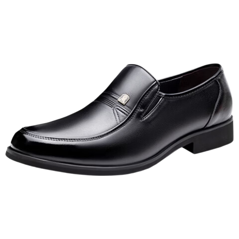 LAORENTOU LAORENTOU Leather Shoes for Middle-Aged Men, Casual Shoes, Genuine Leather, All-Season Breathable, Business Shoes for Men, Dad Shoes, TLA225, Black, Size 43