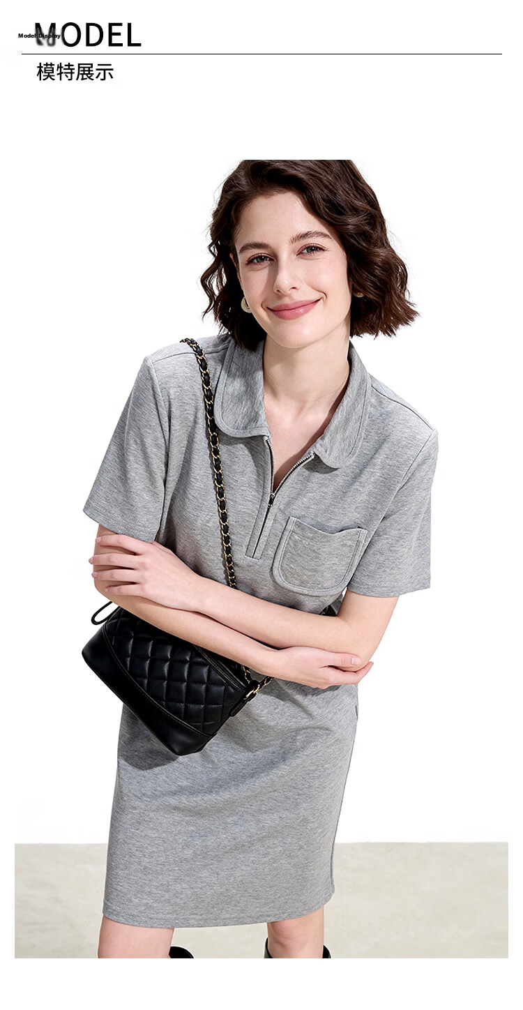 ENC Dress Polo Collar Casual Elegant Summer New Fashion Slimming Versatile Loose Straight Dress 6