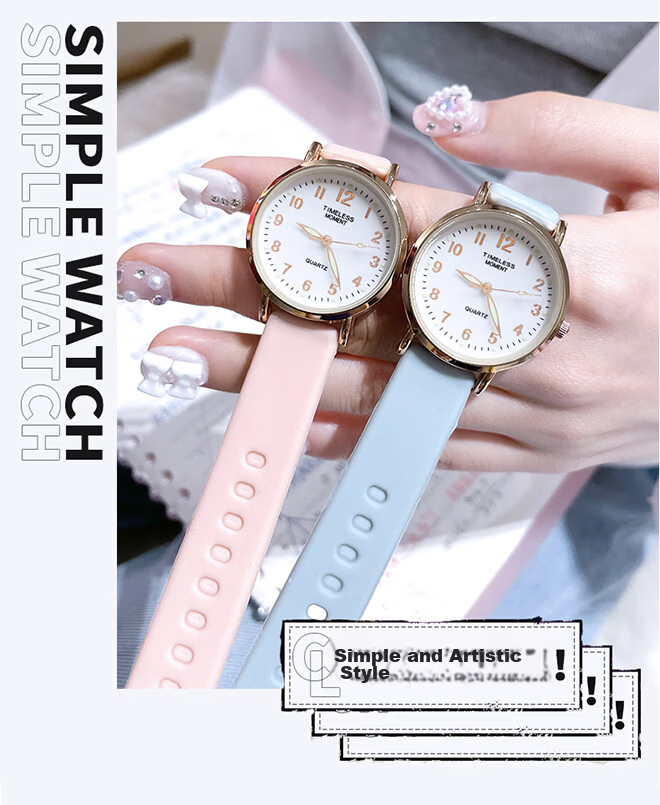 Light Shadow Moment Exam Watch for Women Students High School Children Luminous Mechanical Quartz Silent Time-Only Watch for Men 8