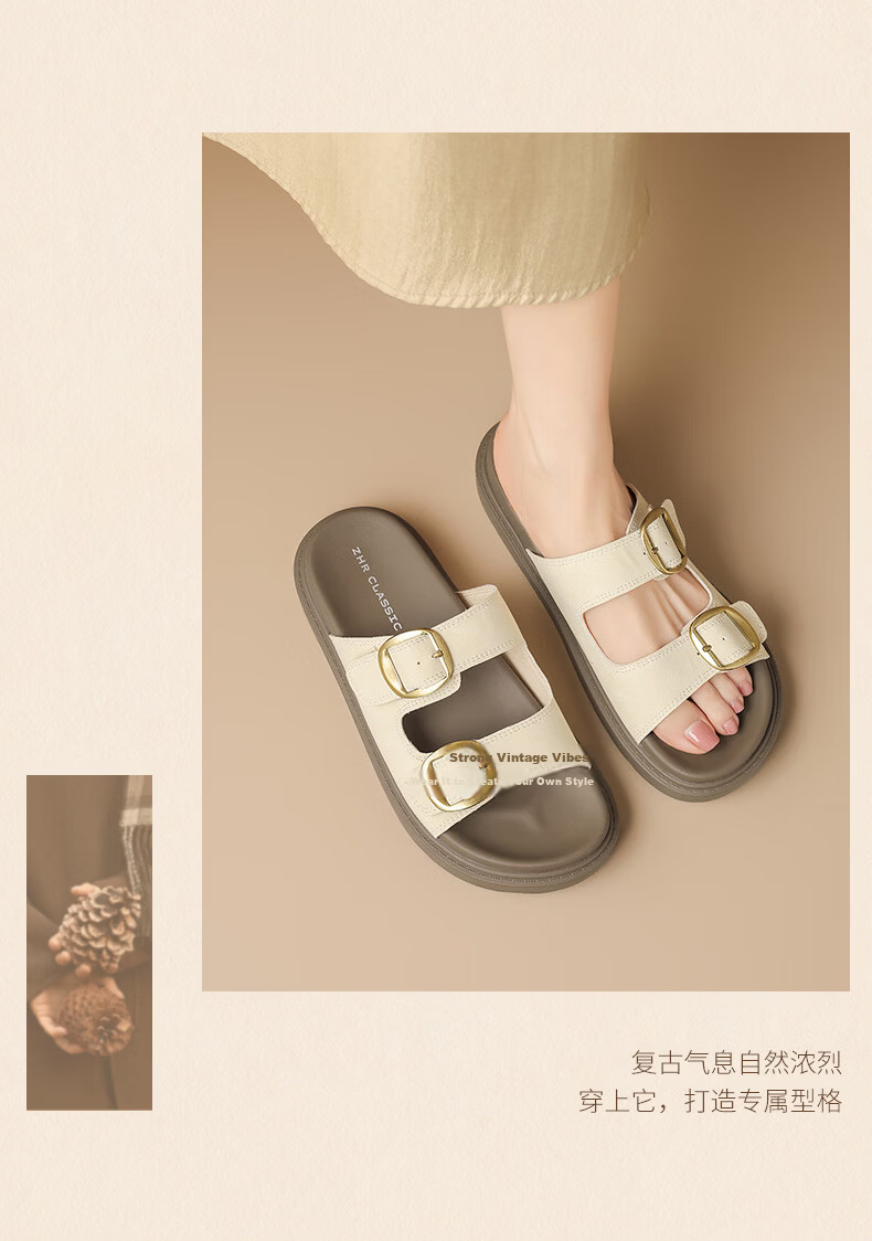 ZHR Birkenstock Women's Sandals 2026 Summer New Breathable Casual Slip-On Sandals AY352 Beige Size 35 17