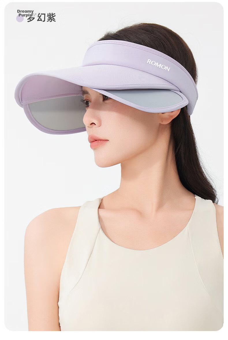 Romon Women's Sunscreen Hat UV Protection Retractable Wide Brim Sunshade Open Top Sun Hat 13