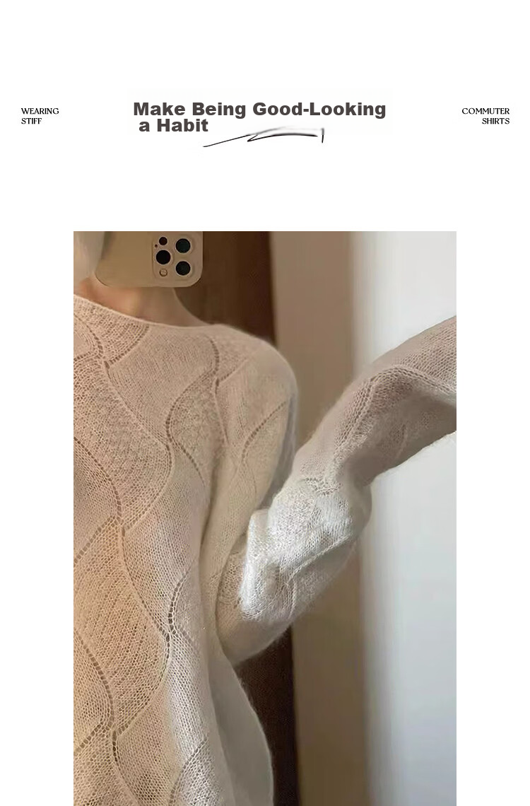 Demana Romantic Utopia Spring Elegant Round Neck Diamond Pattern Jacquard Slimming Knit Sweater for Women 9