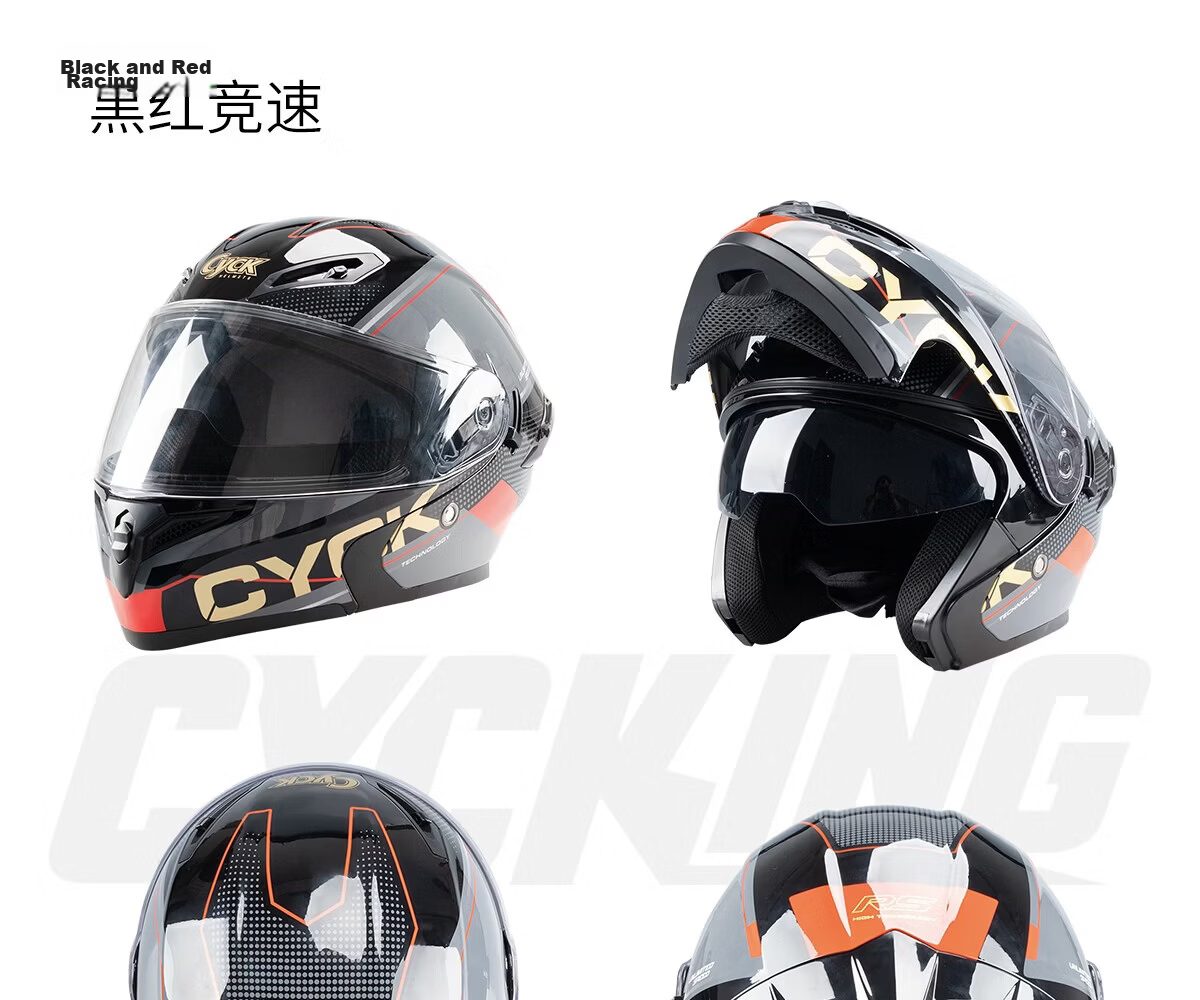 CYCKING Motorcycle Helmet with 3C Certification, Dual Visors, Bluetooth Headset, Unisex Four-Season Riding Full-Face Safety Helmet 19