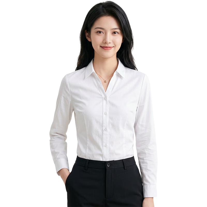 Chaoxu White Shirt Women 2026 New Anti-Exposure Long Sleeve Slim Fit Professional Formal Interview Commuting Casual Versatile Blouse