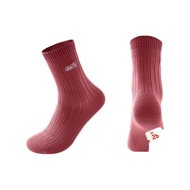 ANTA Women's Sports Socks Single or Double Pack Colorful Solid Comfortable Skin-friendly Combed Cotton Mid-calf Socks