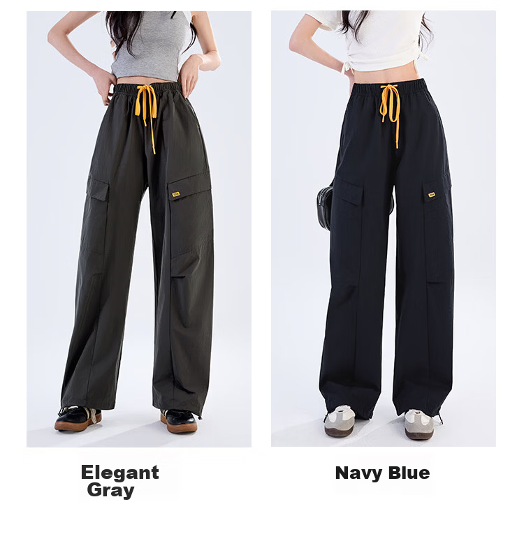 Women's Free Style Cargo Pants Summer Thin 2026 New High Waist Slimming Curved Knife Casual Hiking Loose Wide Leg Paratrooper Pants 14