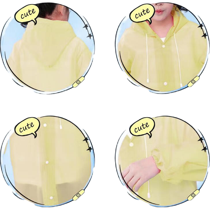 BWNK Kids Disposable Thickened Hooded Long Raincoat Yellow Outdoor Travel Rain Gear