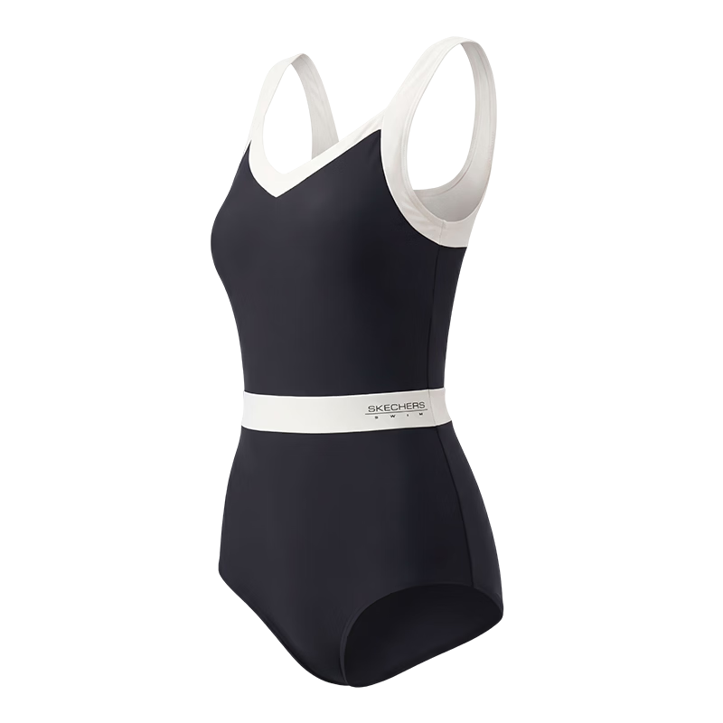 Skechers Women's Premium 2026 New One-Piece Triangle Racing Swimsuit Adult Deep Night Black 2XL