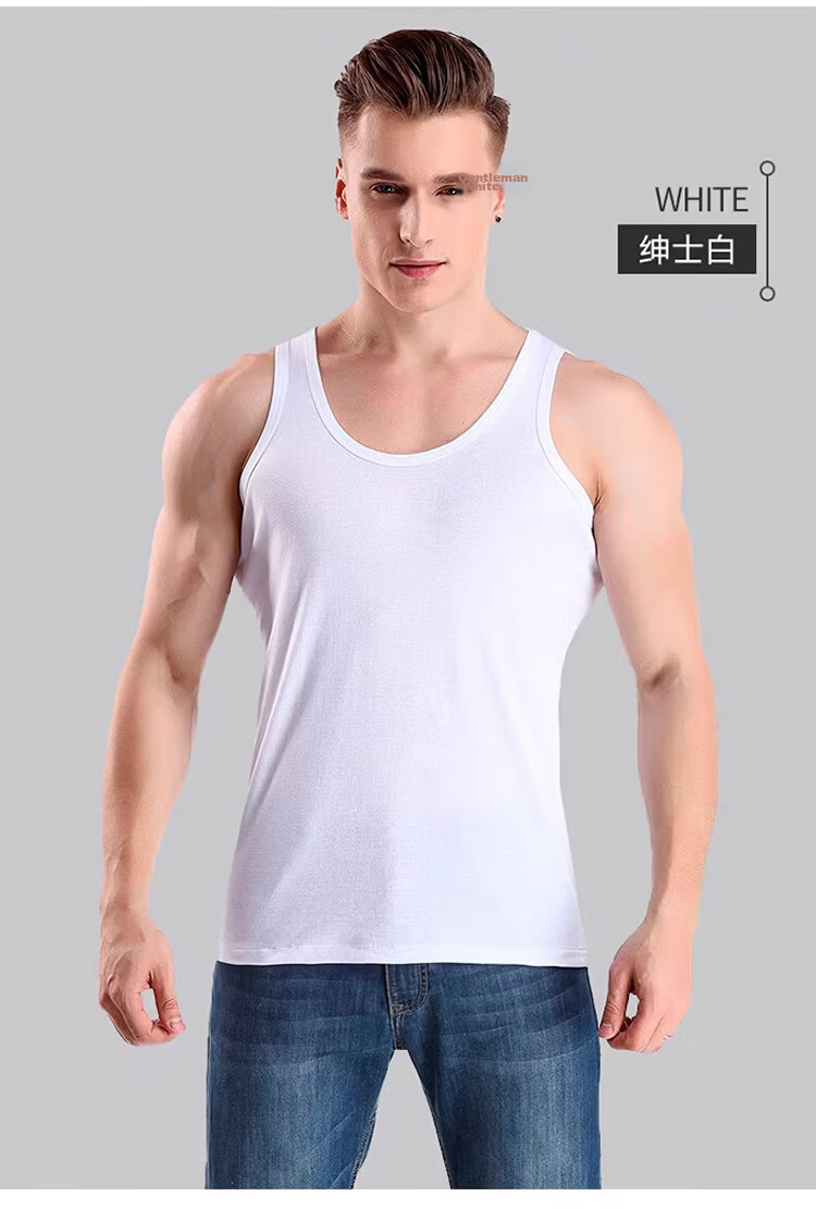 GUJIN 3-Pack 100% Cotton Men's High Elasticity Sports Sweat-Absorbing Breathable Loose Thin Vest 5