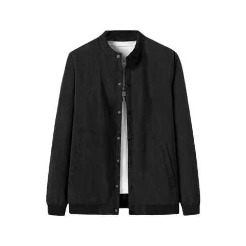 Jeanswest Men's Outdoor Sports Jacket Spring Autumn Casual Versatile Retro Outdoor Stand Collar Loose Trendy Cardigan Black XL