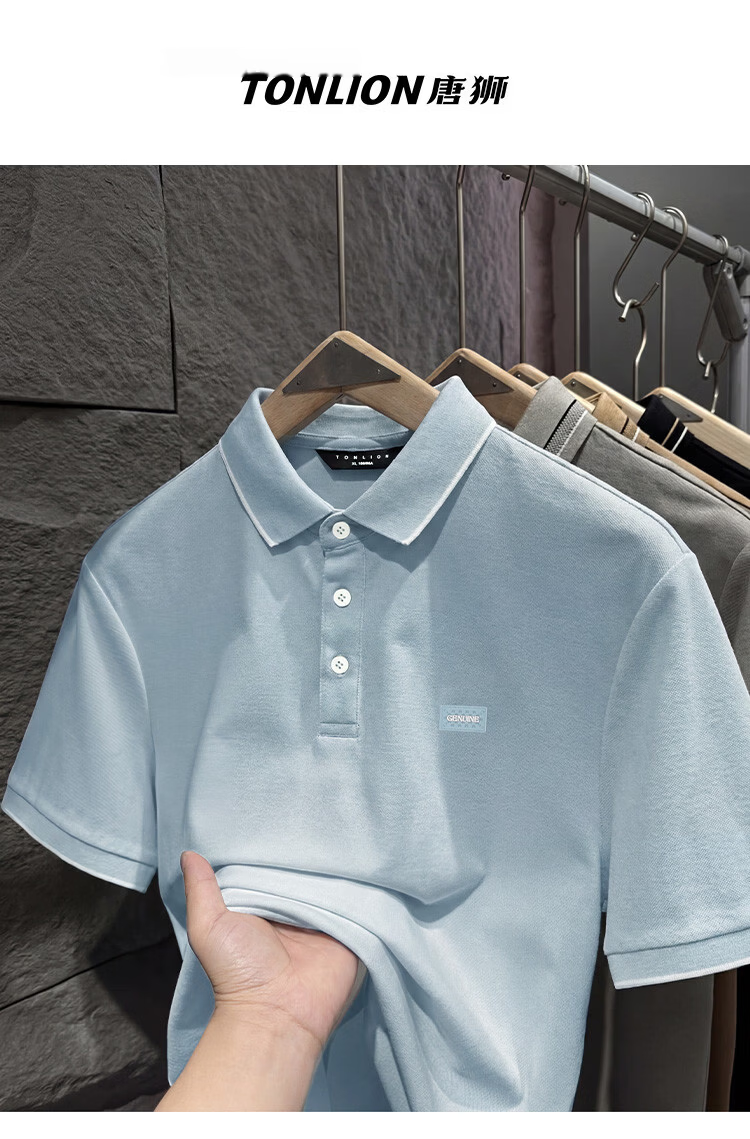 TonLion 2026 Summer New Men's Short Sleeve Polo Shirt Gray Sports Style Versatile Fashion Youth Top 11