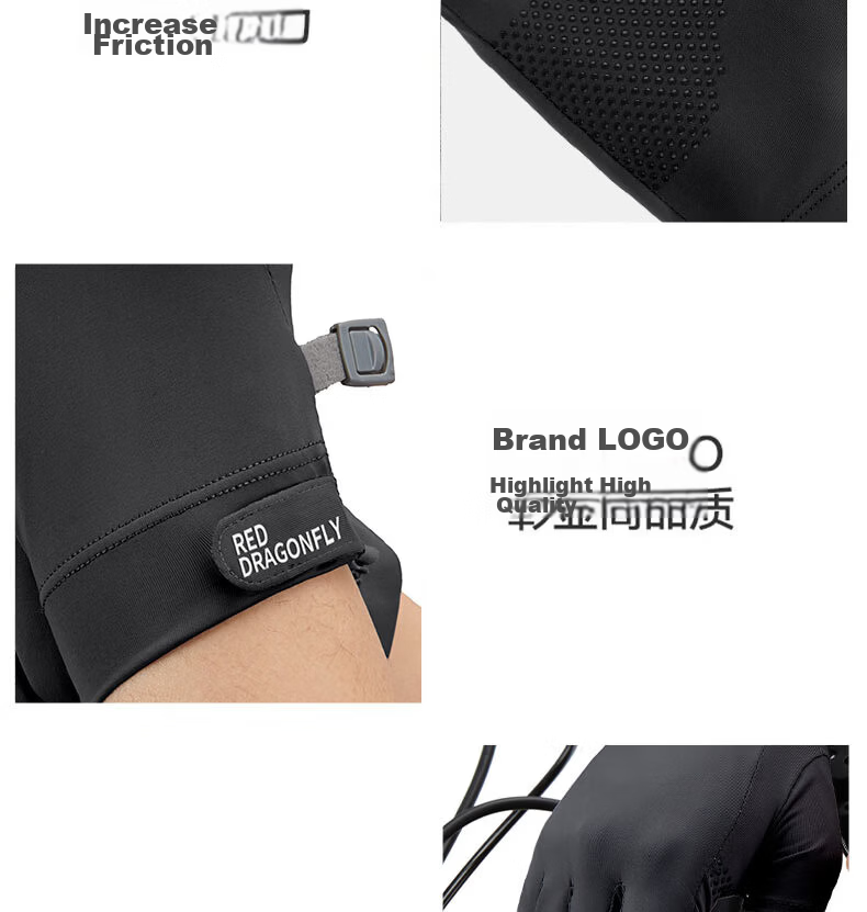 RED DRAGONFLY Sunscreen Half-Finger Gloves Unisex Cycling Fitness Non-Slip Lightweight Sun Protection UV Resistant Touchscreen Ice Silk Gloves 19