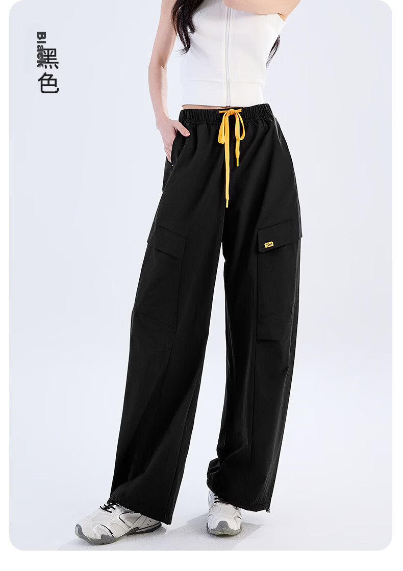 Langsha Women's Wide-Leg Cargo Pants 2026 Summer Thin Fashion Loose Breathable Casual Sports Straight-Leg Jogger Hiking Pants 21