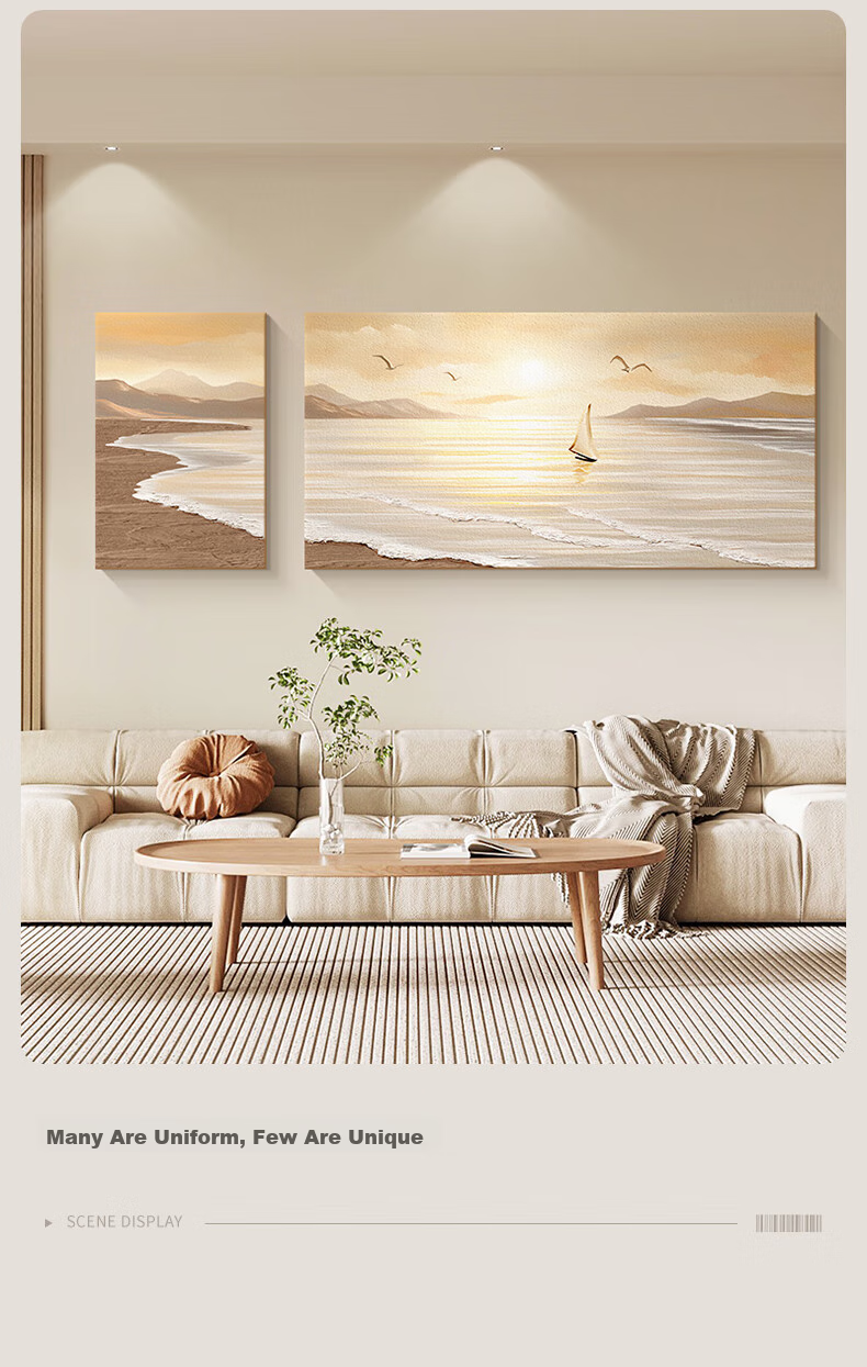 Long Time No See Cream Style Living Room Decorative Painting Smooth Sailing Landscape Sofa Background Wall Hanging Premium Sandstone Wall Art 17