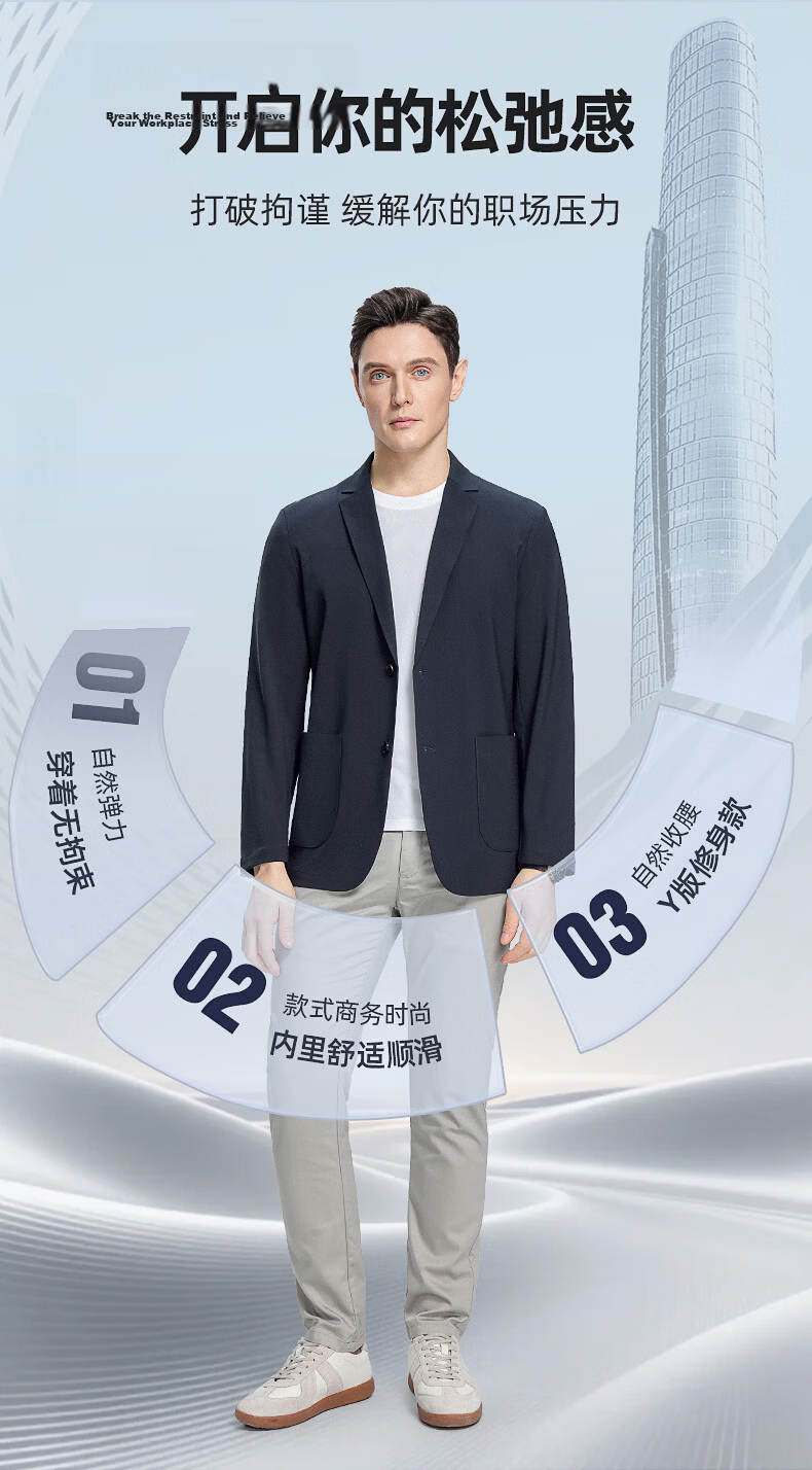 ROMON Ice Silk Sun Protection Men's Waffle Pattern Summer Business Youth High-End Single-Breasted Cooling Suit Jacket JD Self-Operated 8