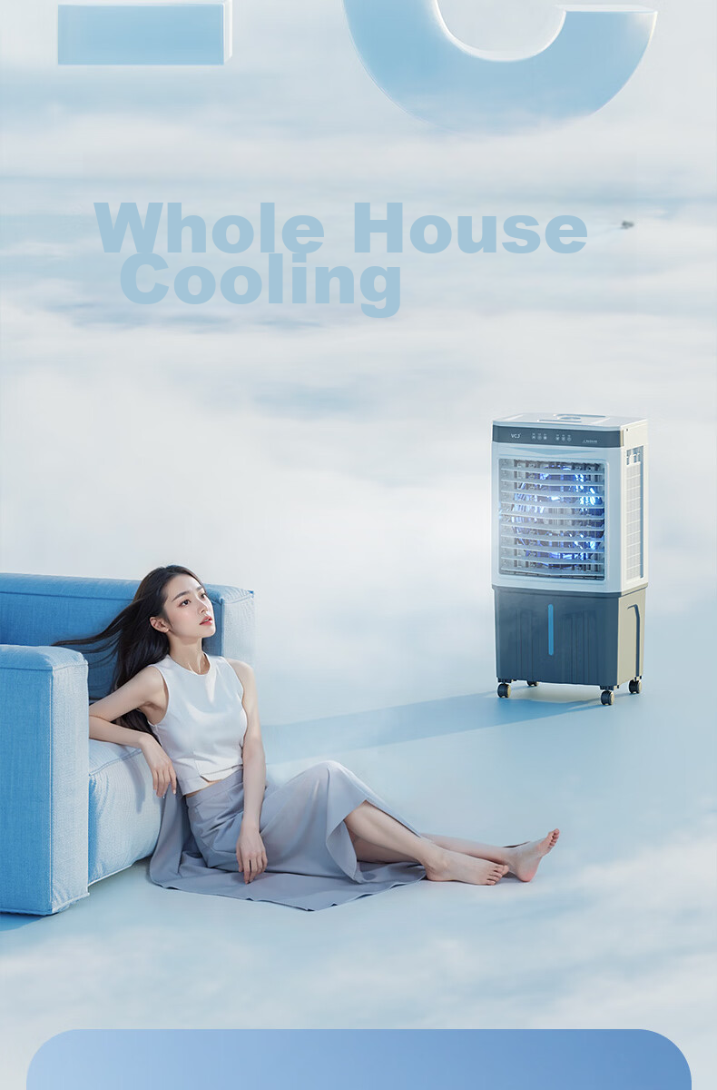 VCJ German Brand Industrial Cooling Fan Air Conditioner Water-Cooled Electric Fan Portable Commercial Home Air Cooler JD-900-A 6
