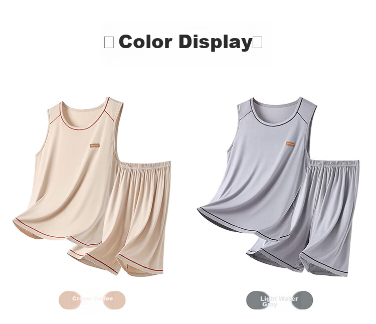 Bingxue Cotton Youth Vest Set Boys' Modal Ice Silk Summer Thin Cool Development Period Shorts Two-Piece Pajama Set 14