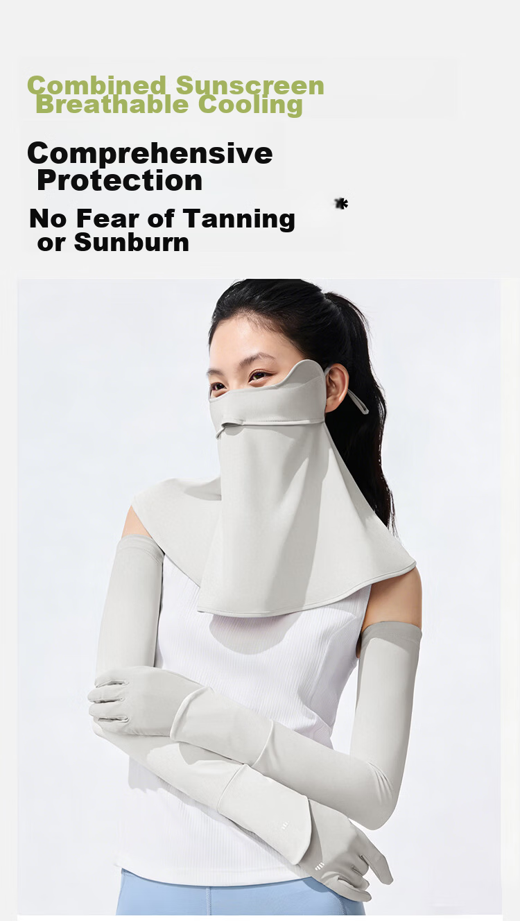 Beneunder UV Protection Face Mask Sleeve Gloves Cooling Breathable Sun Protection Driving Cooling Sun Protection Set Space Gray Pink 3